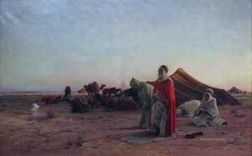  oriental - Priere dans le desert bebt Eugene Girardet Orientalist